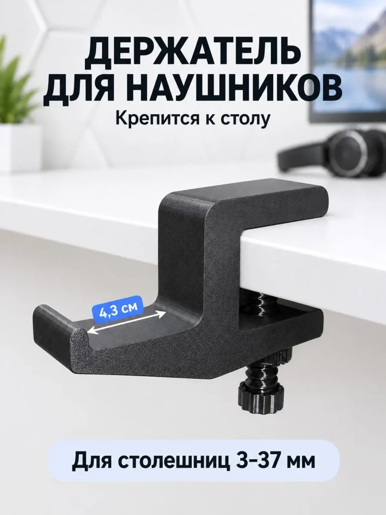 Держатель наушников на стол — Чёрный, изображение из карточки Ozon